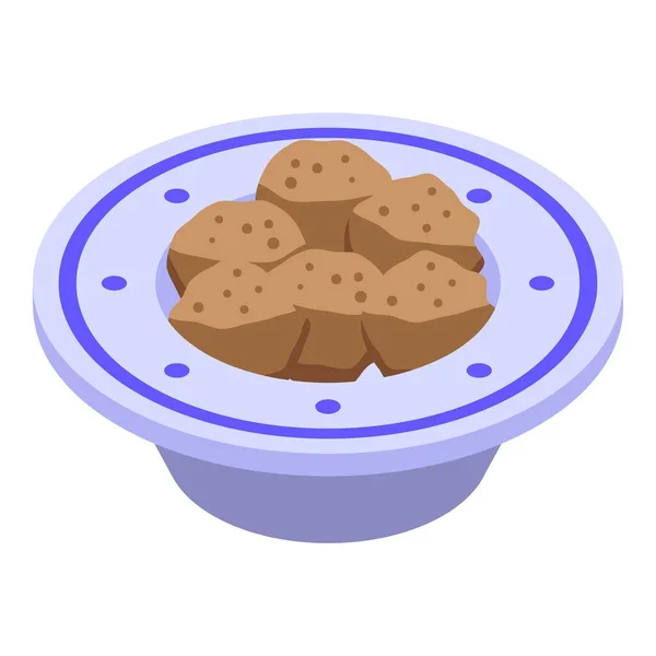 Bowl falafel icon, isometric style — Stock Vector
