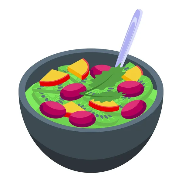 Icono de ensalada de frutas Kiwi, estilo isométrico — Vector de stock