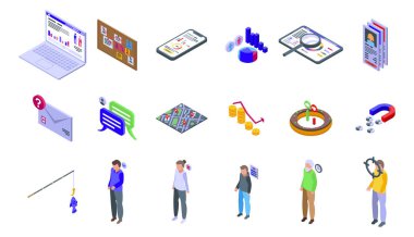 Hedef izleyici simgeleri ayarlandı, izometrik biçim