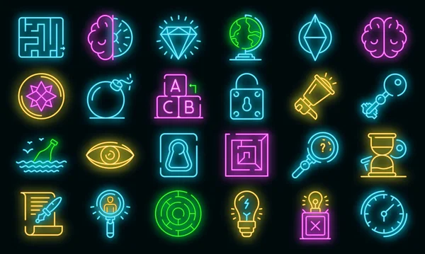 Quest icons set vector neon — Stock Vector