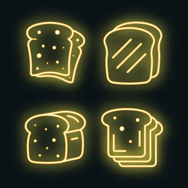 Toast ikoner som vektor neon — Stock vektor