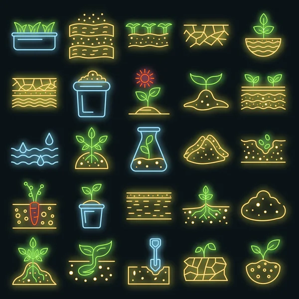 Soil ground icons set vector neon — Stock Illustration Soil ground icons set vector neon Vector Graphics