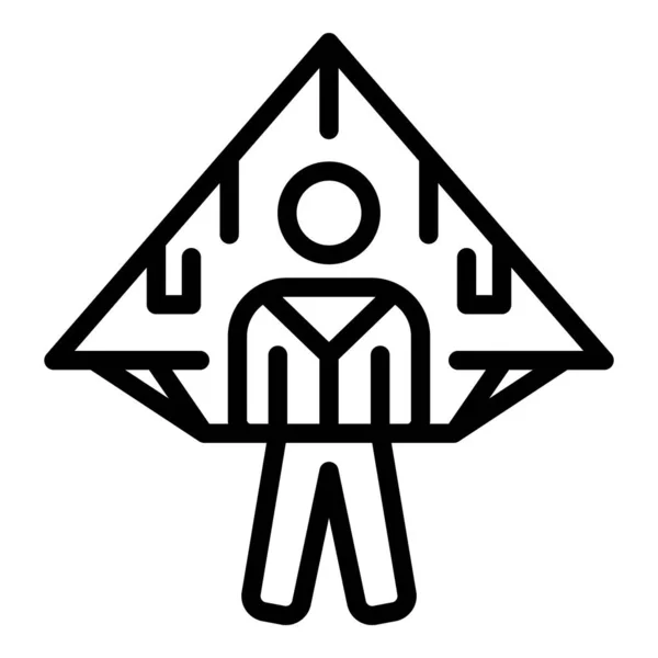 Hombre planeador icono, estilo de contorno — Vector de stock