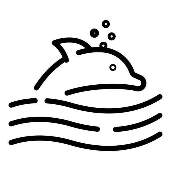 Icona del delfino marino, stile contorno — Vettoriale Stock