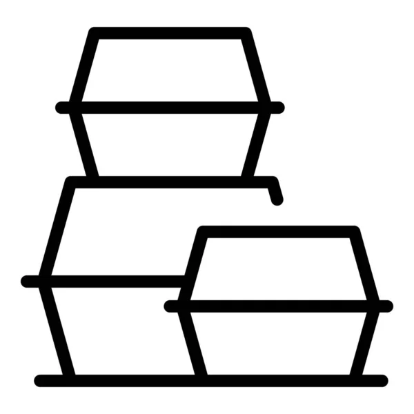 Icône des boîtes à emporter, style contour — Image vectorielle