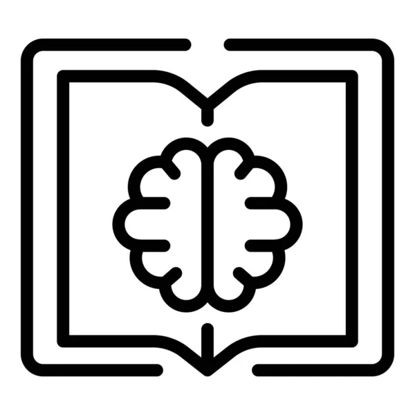 Boek hersenen icoon, outline stijl — Stockvector
