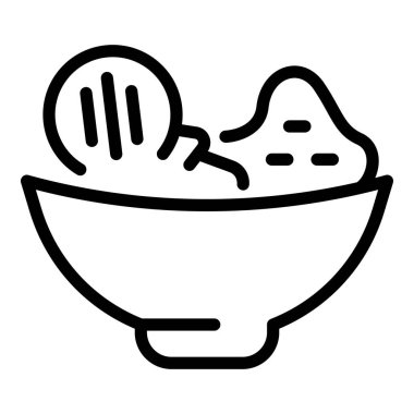 Izgara yemek kasesi ikonu, taslak tarzı.