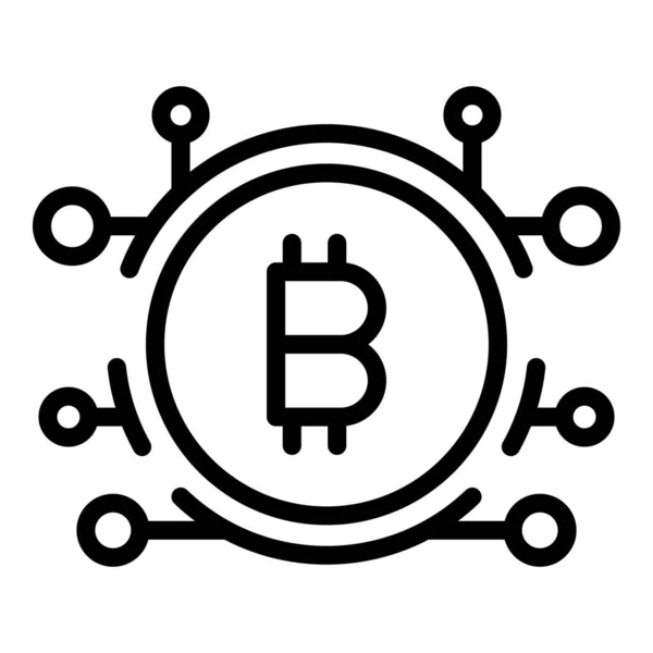 Bitcoin network icon, outline style — Stock Vector