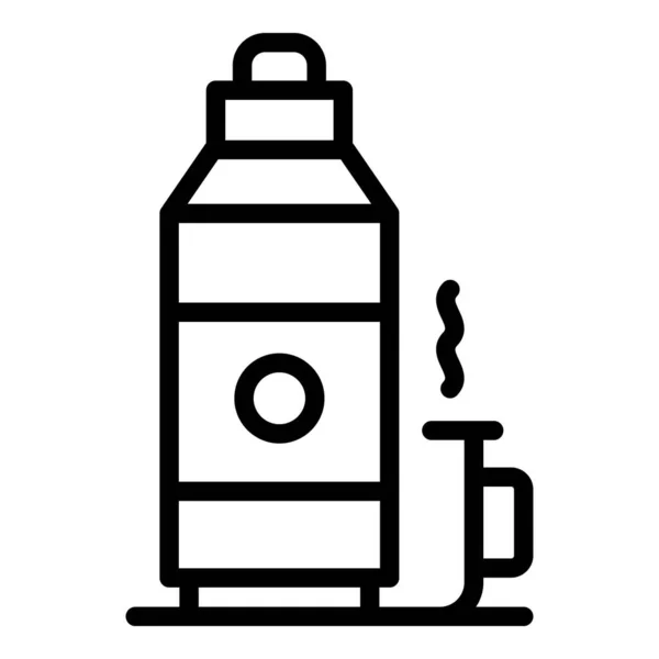 Icône thermos camp, style contour — Image vectorielle