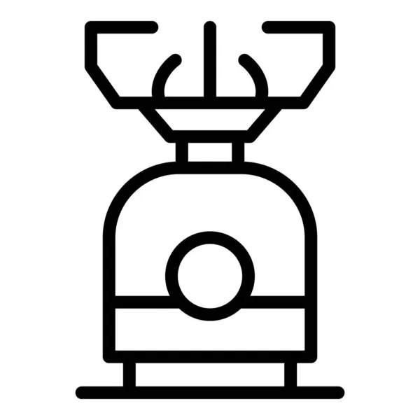 Poêle à gaz de camp icône, style contour — Image vectorielle