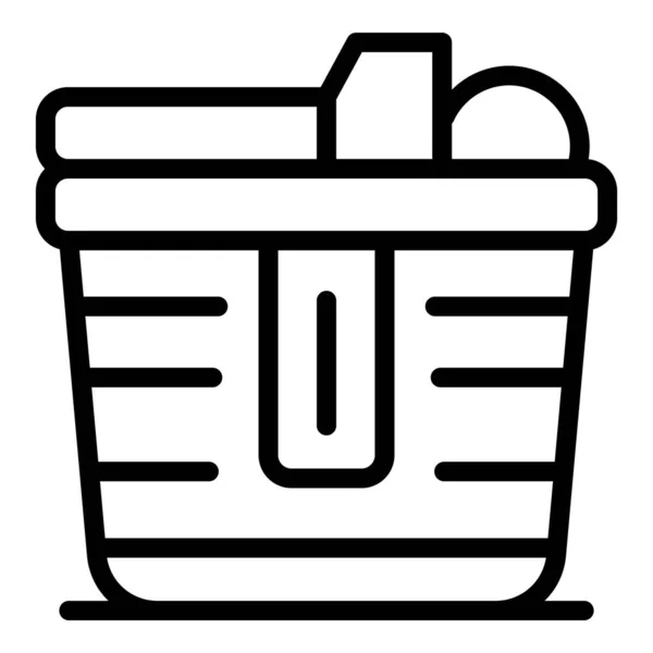 Ícone de cesta de piquenique de viagem, estilo esboço — Vetor de Stock