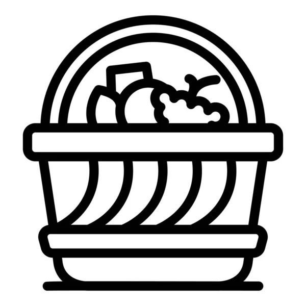 Bbq Picknickkorb Symbol, Umriss Stil — Stockvektor