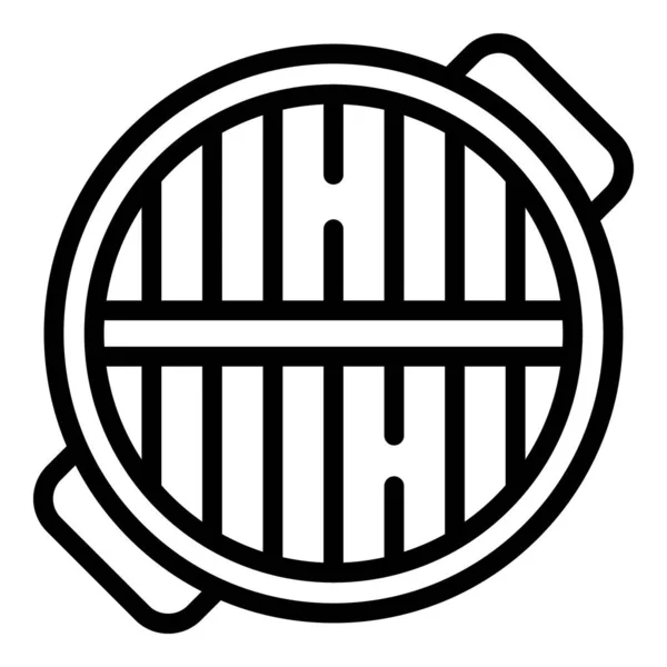 Ronde grill pictogram, omtrek stijl — Stockvector