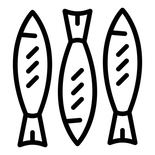 Икона морепродуктов на гриле, стиль контура — стоковый вектор