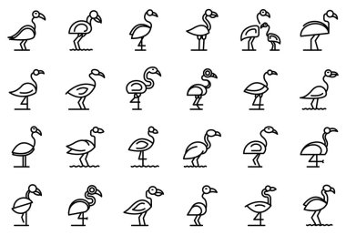 Flamingo simgeleri seti, özet biçimi