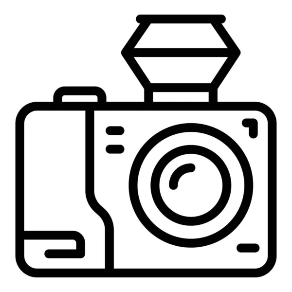 Icona della videocamera di viaggio, stile contorno — Vettoriale Stock