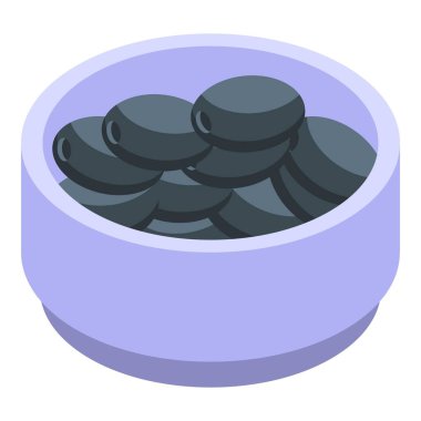 Siyah zeytin kabı simgesi, izometrik stil