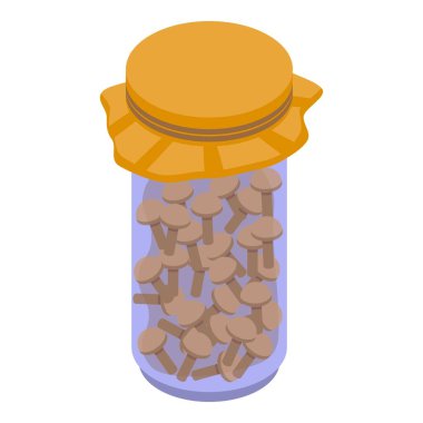 Turşulu orman mantarları ikonu, izometrik stil