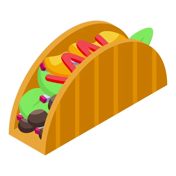 Ikon taco makan malam, gaya isometrik - Stok Vektor