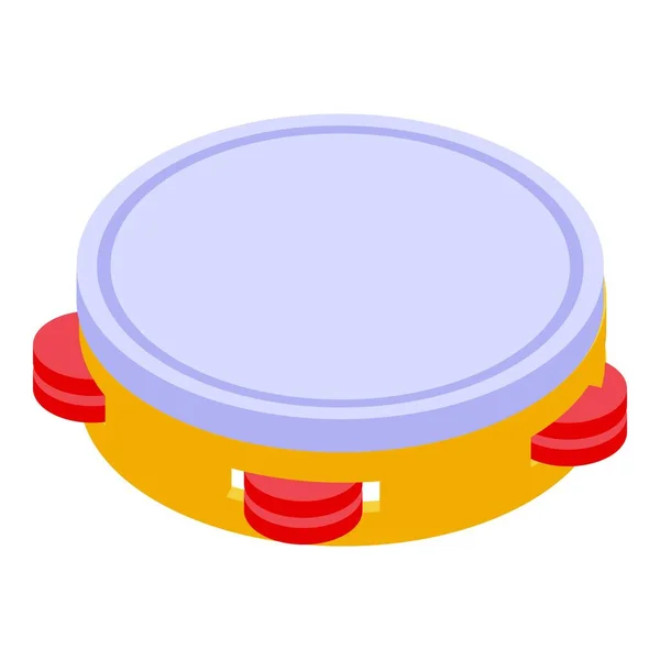 Icône tambourin plate, style isométrique — Image vectorielle