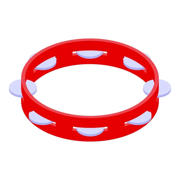 Rode tamboerijn icoon, isometrische stijl — Stockvector
