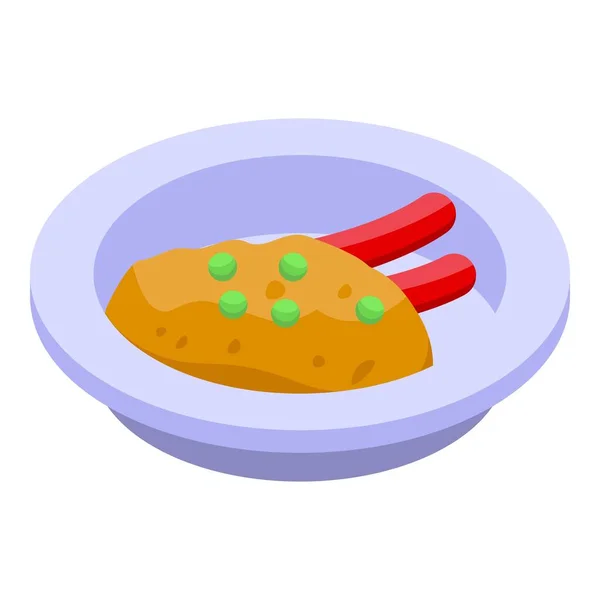 Icono de placa de puré de papas, estilo isométrico — Vector de stock