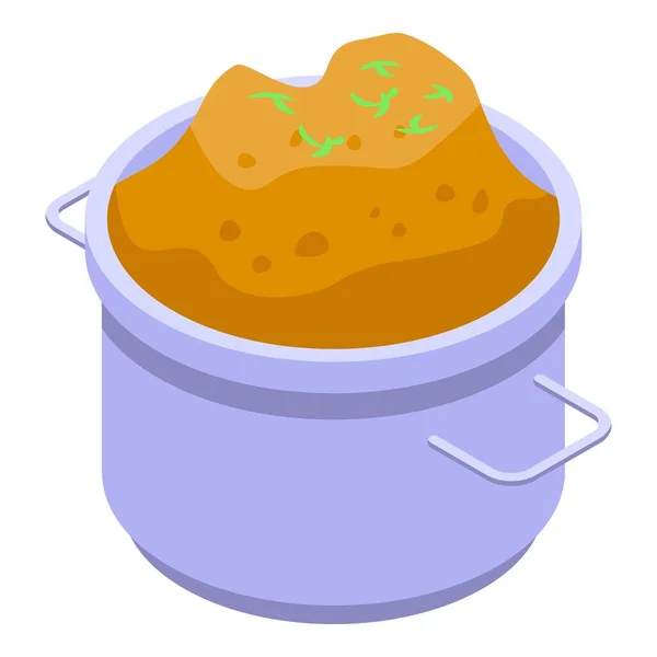 Mashed potatoes pot icon, isometric style — Stock Vector