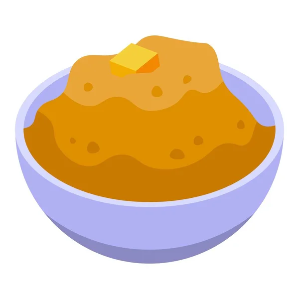 Mashed potato holiday icon, isometric style - Stok Vektor