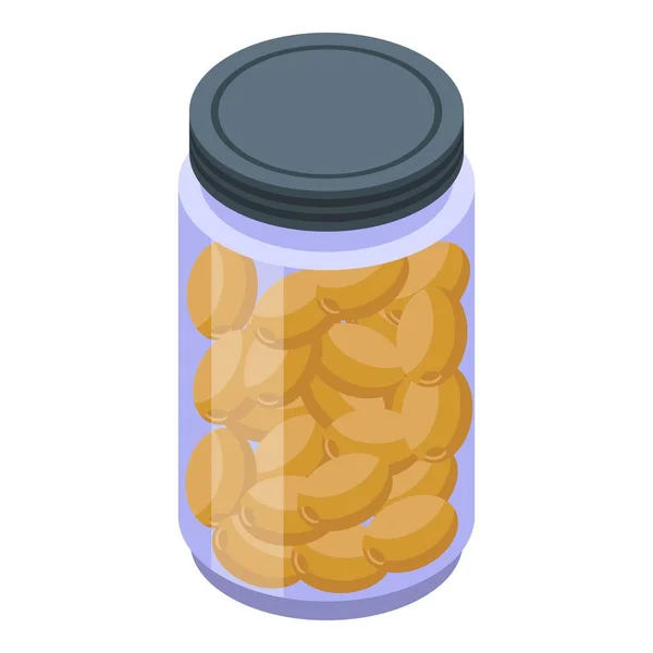 Pickled Griekse olijven icoon, isometrische stijl — Stockvector