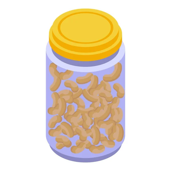 Ícone de jarra de feijão em conserva, estilo isométrico — Vetor de Stock