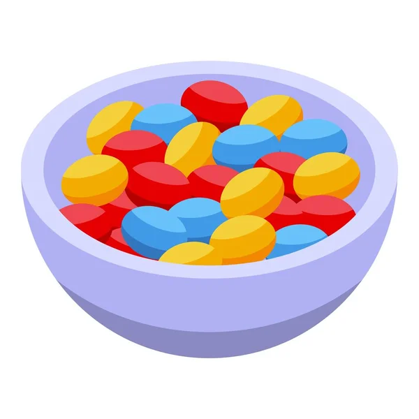 Christmas candy bowl icon, isometric style — Stock Vector