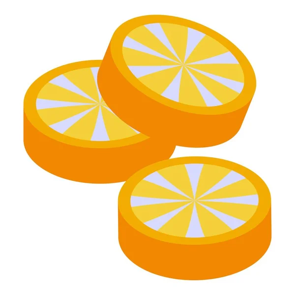 Bonbons de Noël tranches d'orange icône, style isométrique — Image vectorielle