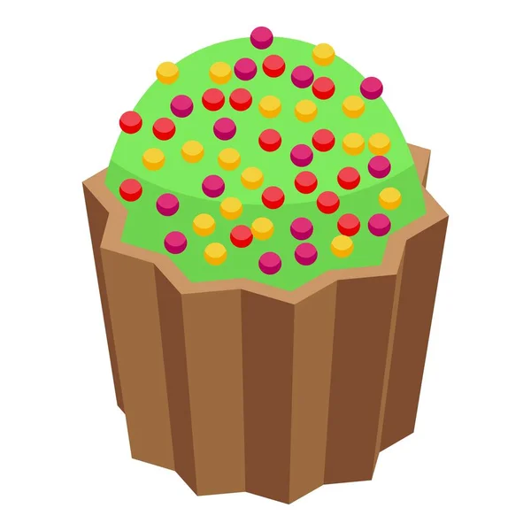 Karácsonyi cukorka cupcake ikon, izometrikus stílus — Stock Vector