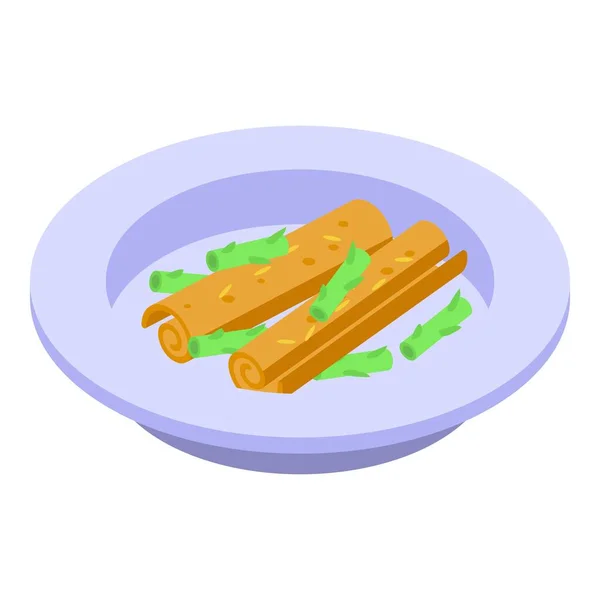 Icona cibo cena asparagi, stile isometrico — Vettoriale Stock