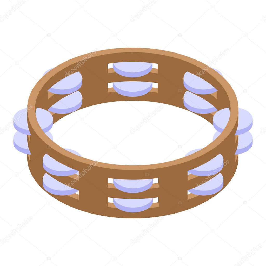 Harmony tambourine icon, isometric style