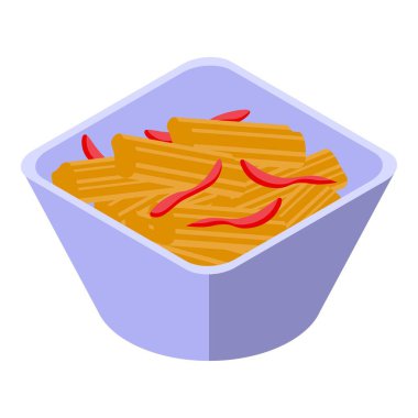 Asparagus italyan makarna ikonu, izometrik stil