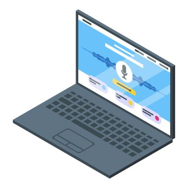 Laptop konuşma tanıma simgesi, izometrik biçim