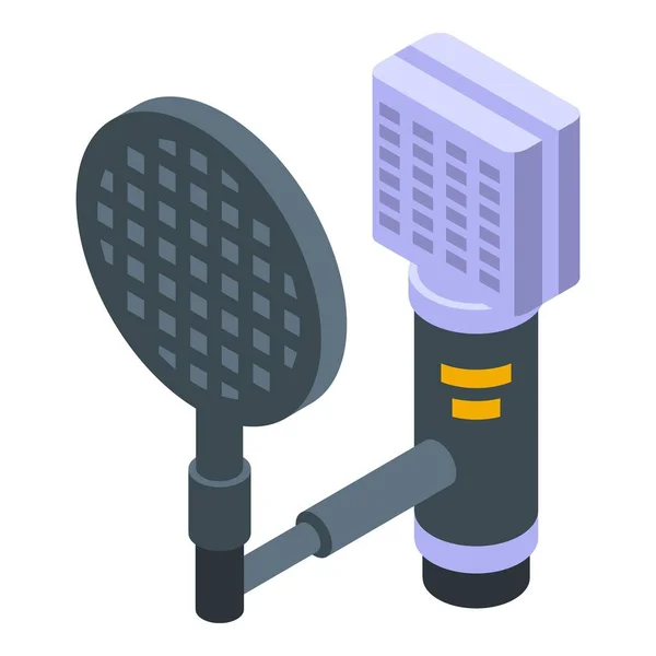 Icône de reconnaissance vocale du microphone, style isométrique — Image vectorielle