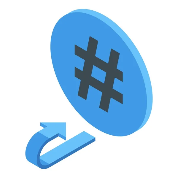 Hashtag repost icon, isometrischer Stil — Stockvektor