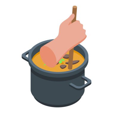 Cooking hand icon, isometric style clipart