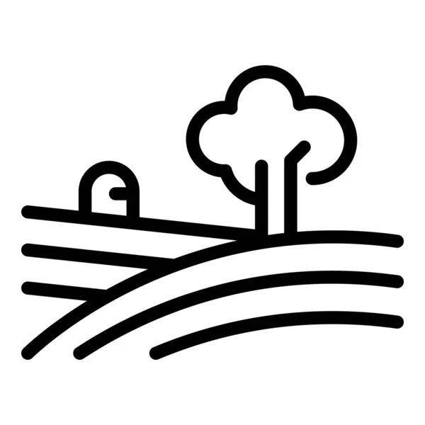 Icono de campo de árbol de rancho, estilo de esquema — Archivo Imágenes Vectoriales