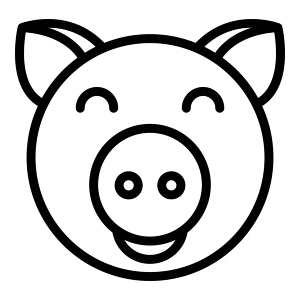 牧場豚のアイコン、アウトラインスタイル — ストックベクタ