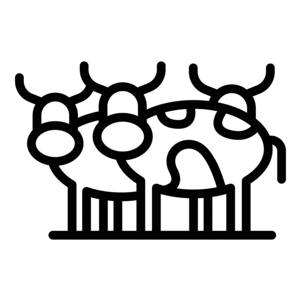 Vaches de ranch icône, style contour — Image vectorielle