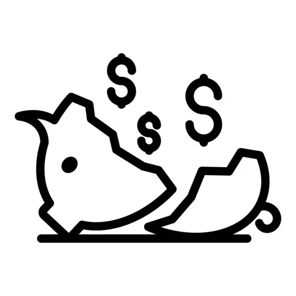 Broken piggy bank compensation icon, outline style — Stock Vector