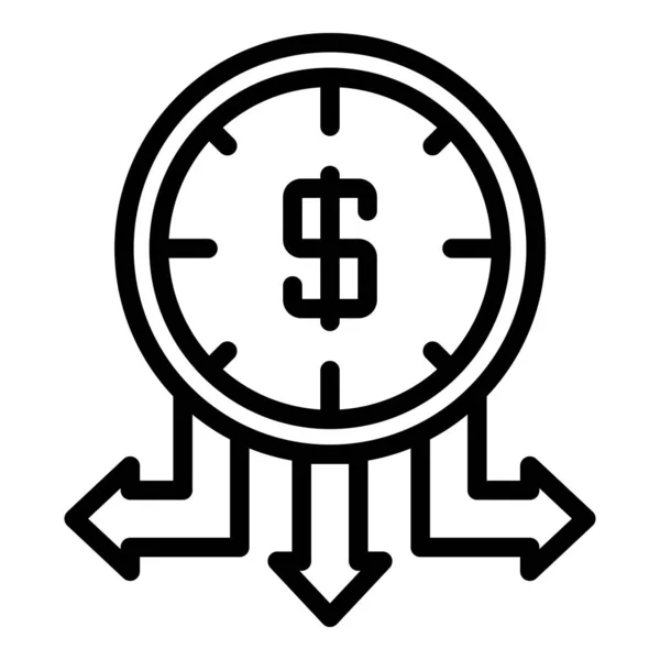 Ícone de dinheiro de tempo de responsabilidade, estilo esboço —  Vetores de Stock