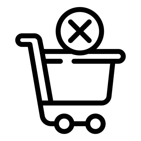 Shop cart icône d'annulation de paiement, style de contour — Image vectorielle