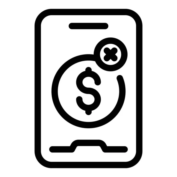 Vérifiez l'icône d'annulation de paiement par téléphone, style de contour — Image vectorielle