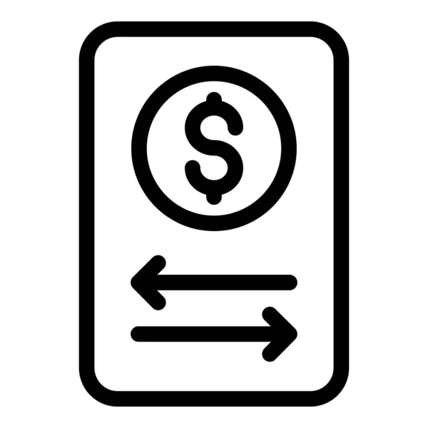 Transfert d'argent en ligne icône, style contour — Image vectorielle