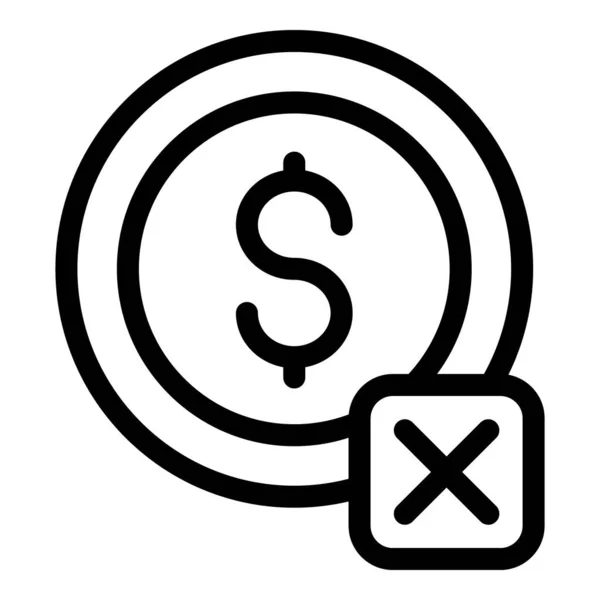 Ikona anulowania płatności monetą, w zarysie — Wektor stockowy