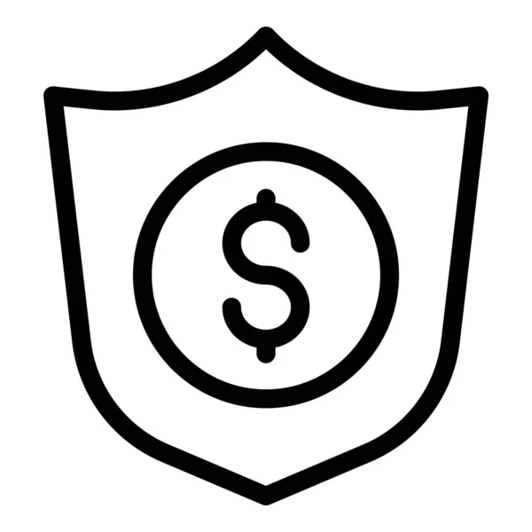 Shield money icon, outline style — Stock Vector